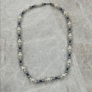 Classic Pearl and Black Beaded Necklace